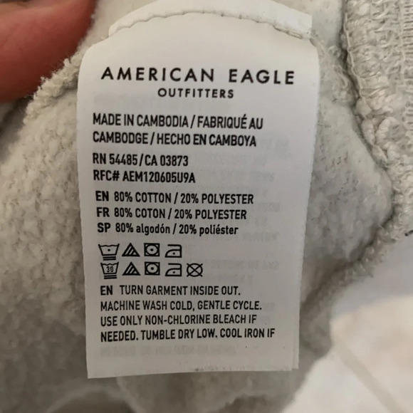 American eagle size medium gray crew neck sweatshirt log cabin pine trees sun - Picture 5 of 11